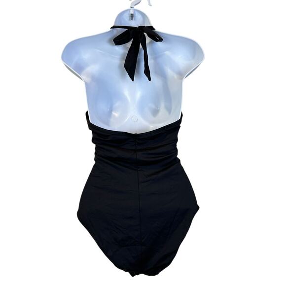 Kenneth Cole New York Halter Keyhole One-Piece Swimsuit Black Women's Small - Picture 3 of 7